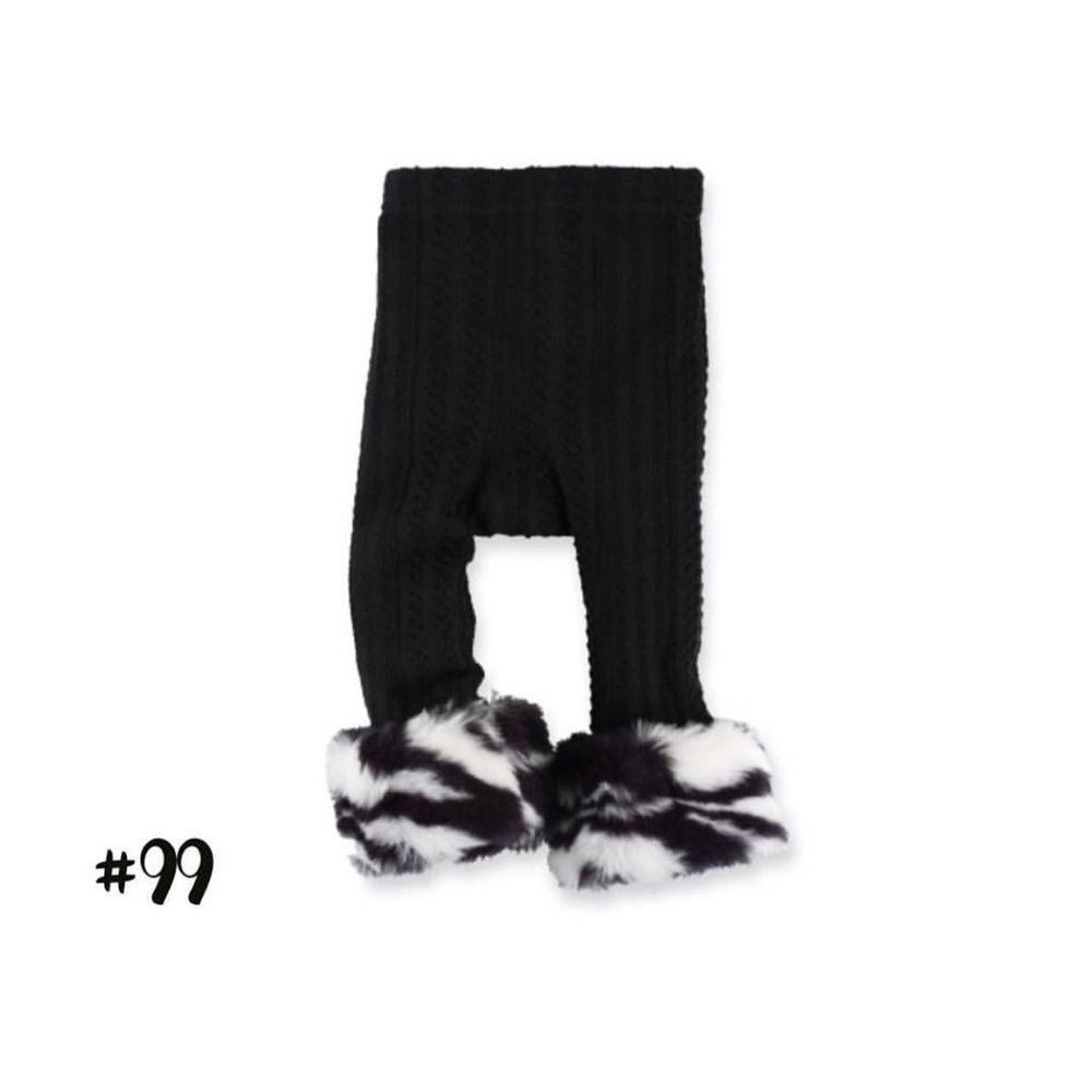 NEW Mud Pie Cable Knit Zebra Fur Leggings 9-12 Months